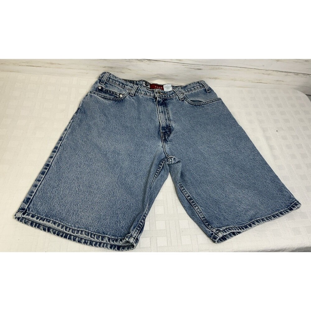 Vintage Levis Silvertab Long Jean Shorts 33 Men Loose 90s Blue Denim Baggy Jorts